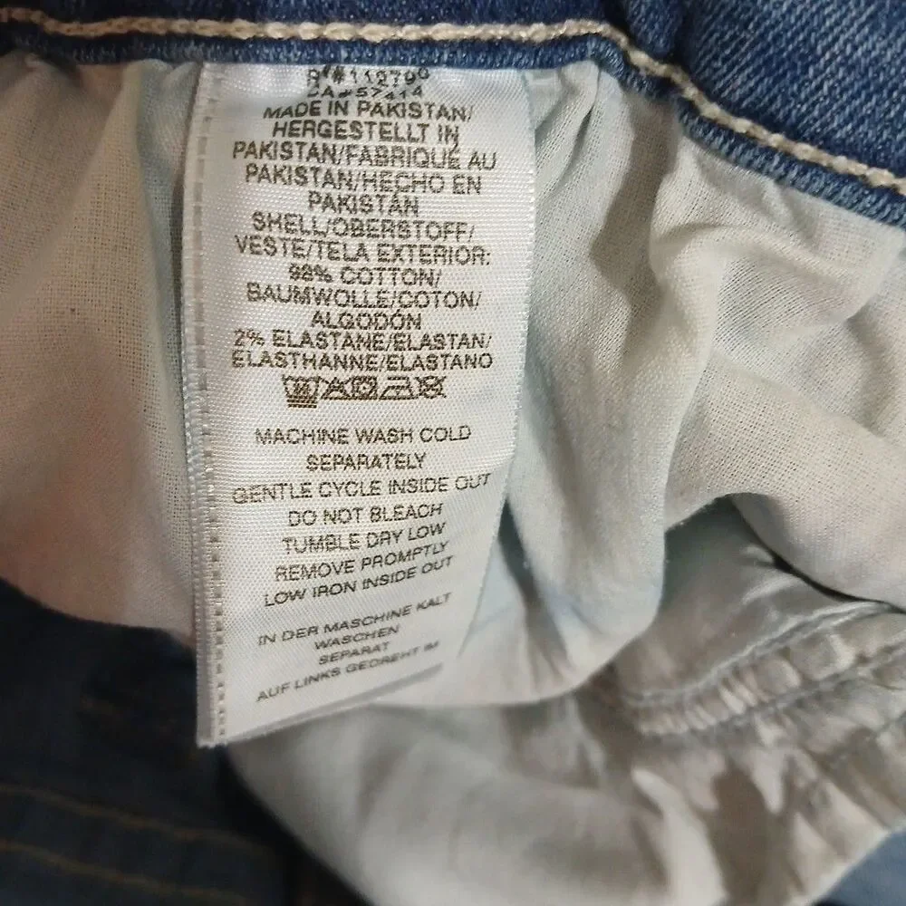 True Religion Mens Geno Relaxed Slim Medium Wash Blue Jeans Straight Leg 36x33